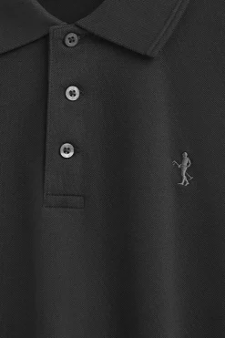 Polo negro de piqué de manga corta y bordado Rigby Best