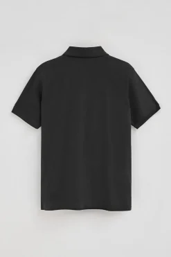 Polo negro de piqué de manga corta y bordado Rigby Best