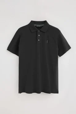 Polo negro de piqué de manga corta y bordado Rigby Best