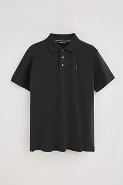 Polo negro de piqué de manga corta y bordado Rigby Best