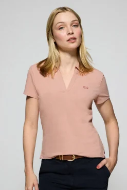 Polo Pedraza sin botones rosa palo con logo engomado Polo Club