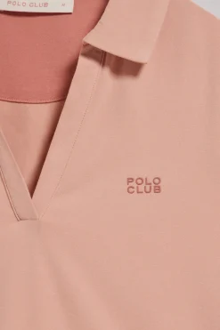 Polo Pedraza sin botones rosa palo con logo engomado Polo Club