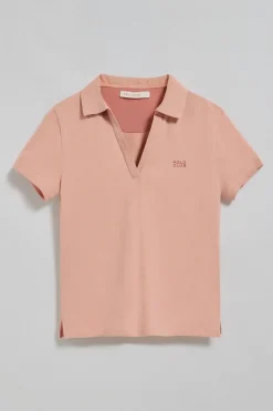 Polo Pedraza sin botones rosa palo con logo engomado Polo Club