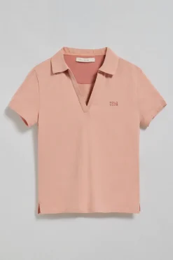 Polo Pedraza sin botones rosa palo con logo engomado Polo Club