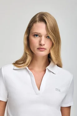 Polo Pedraza sin botones blanco con logo engomado Polo Club