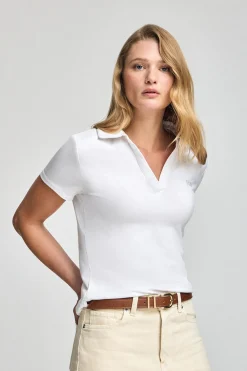 Polo Pedraza sin botones blanco con logo engomado Polo Club