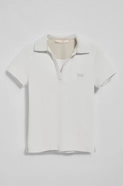 Polo Pedraza sin botones blanco con logo engomado Polo Club