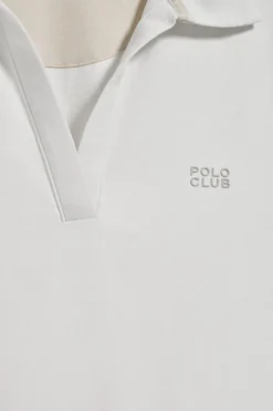 Polo Pedraza sin botones blanco con logo engomado Polo Club