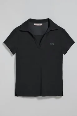Polo Pedraza sin botones negro con logo engomado Polo Club