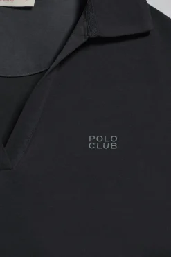 Polo Pedraza sin botones negro con logo engomado Polo Club