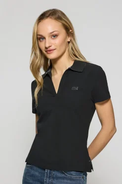 Polo Pedraza sin botones negro con logo engomado Polo Club