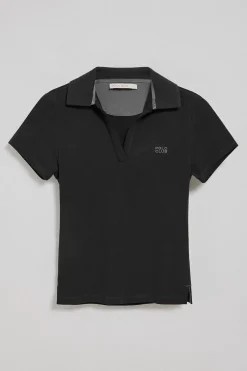 Polo Pedraza sin botones negro con logo engomado Polo Club