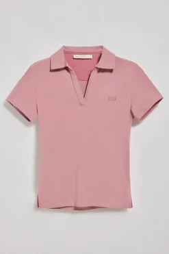 Polo Pedraza sin botones rosa empolvado con logo engomado Polo Club