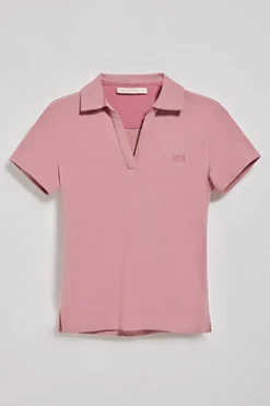 Polo Pedraza sin botones rosa empolvado con logo engomado Polo Club