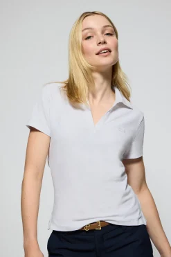 Polo Pedraza sin botones blanco con logo engomado Polo Club