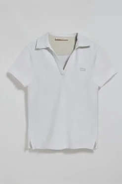 Polo Pedraza sin botones blanco con logo engomado Polo Club