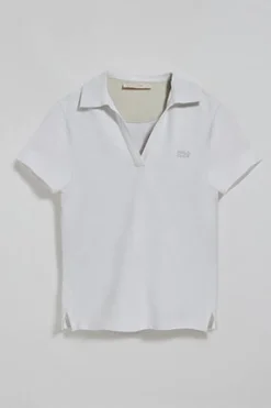 Polo Pedraza sin botones blanco con logo engomado Polo Club