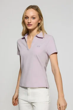 Polo Pedraza sin botones color lavanda con logo engomado Polo Club