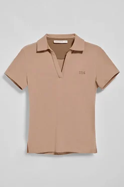 Polo Pedraza sin botones marrón suave con logo engomado Polo Club