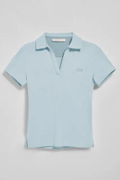 Polo Pedraza sin botones azul claro con logo engomado Polo Club