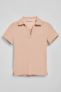 Polo Pedraza sin botones color maquillaje con logo engomado Polo Club