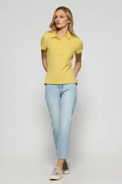 Polo Pereira amarillo suave lodo de cinco botones con bordado Rigby Go