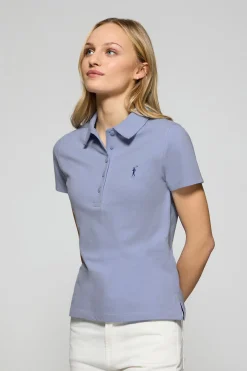 Polo Pereira colo azul lavanda de cinco botones con bordado Rigby Go