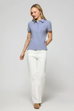 Polo Pereira colo azul lavanda de cinco botones con bordado Rigby Go