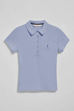 Polo Pereira colo azul lavanda de cinco botones con bordado Rigby Go