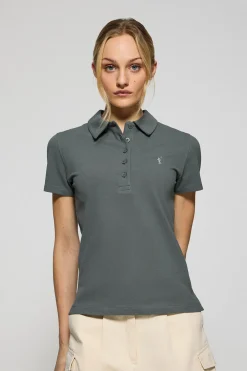 Polo Pereira gris piedra de cinco botones con bordado Rigby Go