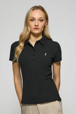 Polo Pereira negro de cinco botones con bordado Rigby Go
