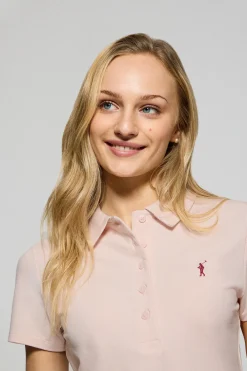 Polo Pereira rosa de cinco botones con bordado Rigby Go