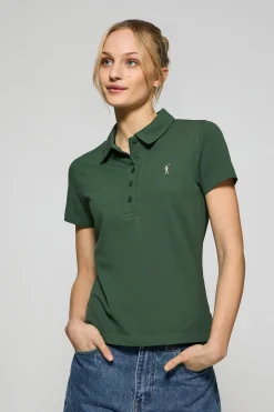 Polo Pereira verde botella de cinco botones con bordado Rigby Go