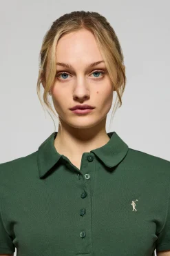 Polo Pereira verde botella de cinco botones con bordado Rigby Go