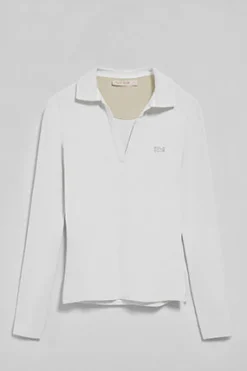 Polo Pia blanco sin botones con logo Polo Club engomado