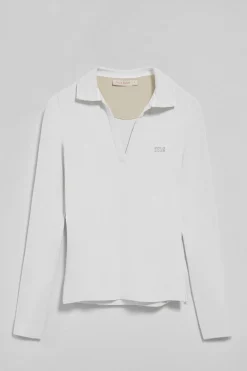 Polo Pia blanco sin botones con logo Polo Club engomado