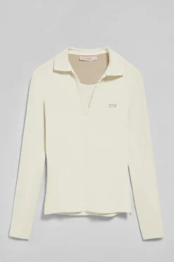 Polo Pia color crudo sin botones con logo Polo Club engomado