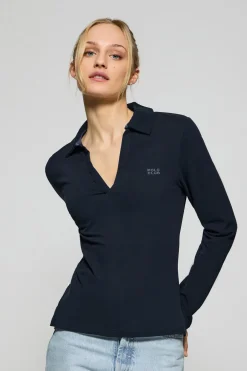 Polo Pia navy sin botones con logo Polo Club engomado