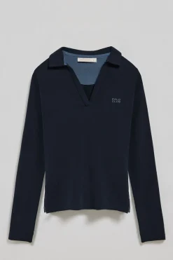 Polo Pia navy sin botones con logo Polo Club engomado