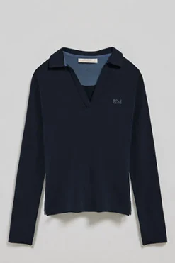 Polo Pia navy sin botones con logo Polo Club engomado