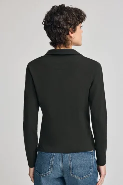 Polo Pia negro sin botones con logo Polo Club engomado