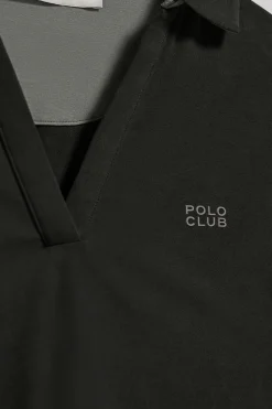 Polo Pia negro sin botones con logo Polo Club engomado