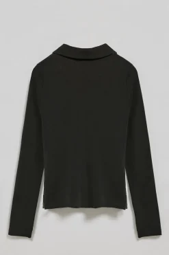 Polo Pia negro sin botones con logo Polo Club engomado