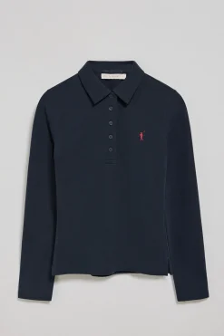 Polo Priyanka azul marino de cinco botones con bordado Rigby Go