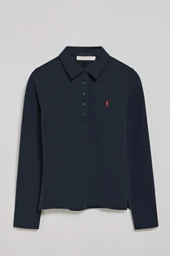 Polo Priyanka azul marino de cinco botones con bordado Rigby Go