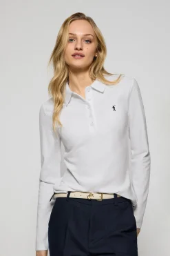 Polo Priyanka blanco de cinco botones con bordado Rigby Go