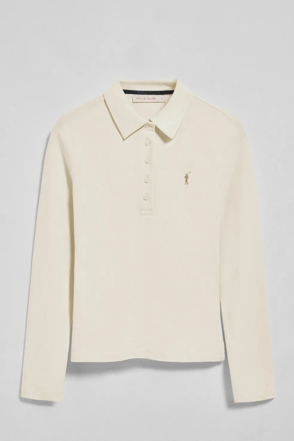 Polo Priyanka color crudo de cinco botones con bordado Rigby Go