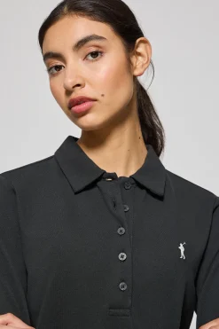 Polo Priyanka negro de cinco botones con bordado Rigby Go