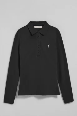 Polo Priyanka negro de cinco botones con bordado Rigby Go