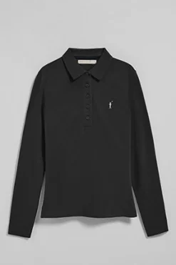 Polo Priyanka negro de cinco botones con bordado Rigby Go